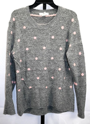 H&M L.O.G.G. Suéter Pullover Gris con Lunares Rosa Manga Larga Talla L Foto 1 de 3