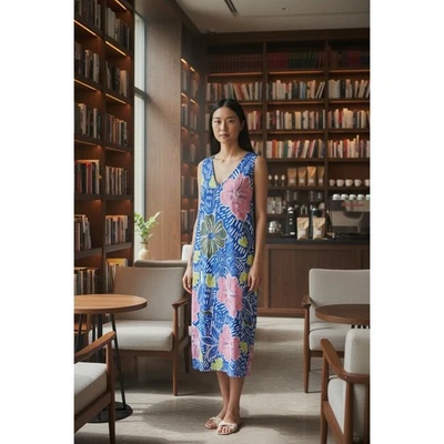 Vestido Corey Lynn Calter Esmeralda M Nuevo con Etiquetas Floral Arrugado Crepé Cuello en V Lazo Espalda Foto 1 de 4