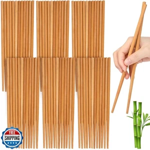 Jucoan 100 Pairs Reusable Bamboo Chopsticks, 9.5 Inches Bamboo Chop Sticks, L - Picture 1 of 5