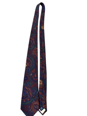 Corbata Polo Ralph Lauren Para Hombre Talla Única Azul Rojo Paisley 100% Lana Italia Hecha a Mano Foto 1 de 4