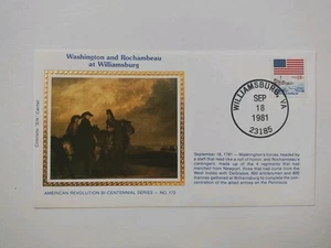 US 1781 Washington And Rochambeau Colorano Silk Cover , American Revolution - Picture 1 of 2
