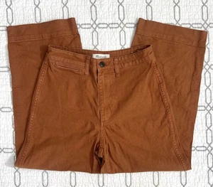 Madewell Slim Emmett Pant Orange Wide Leg Crop Canvas Cotton Size 27 (29 x 25.5) - Picture 1 of 6