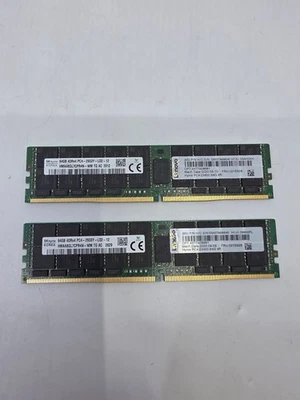 Lot Of 2 - Hynix 64GB 4DRx4 PC4-2933Y HMAA8GL7CPR4N-WM Server Memory RAM - Image 1 of 2