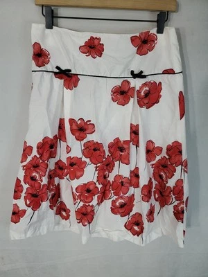 Vintage SPEECHLESS SKIRT Juniors Size 9 White Red Floral Back Zip Black Trim - Image 1 of 4