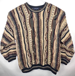 Vintage 90s North Wales 3D Textured Coogi Like Crew Neck Sweater Size XXL Brown - Picture 1 of 6