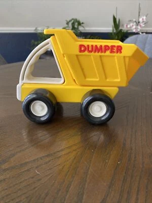 "Baúl de volteo Buddy L de colección amarillo juguete mango empuje 7""" Foto 1 de 4