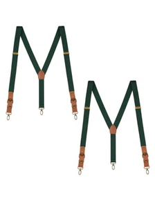 Buyless Fashion Leather End 2 Pack Suspender Men Adjustable Straps Y Metal Hook - Picture 1 of 83