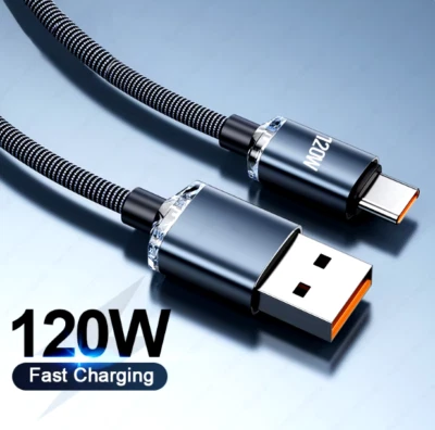 USB To USB C Fast Charger 120W Type C Charging Data Sync USB Cable - Image 1 of 4