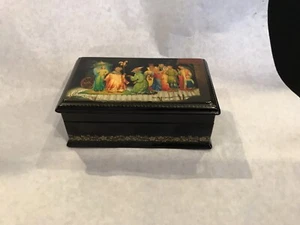 Vintage Russian lacquer box Fedoskino hand painted original receipt , signed - Picture 1 of 14