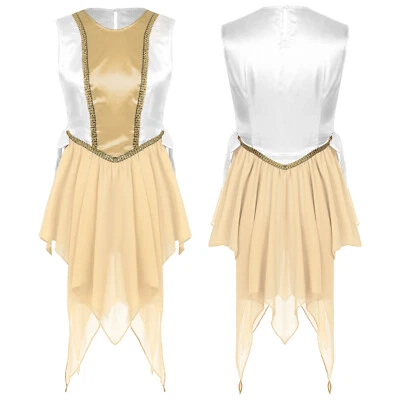 Women Robe Worship Dress Performance Tunic Ballroom Festival Sides Split Stage Foto 1 de 3