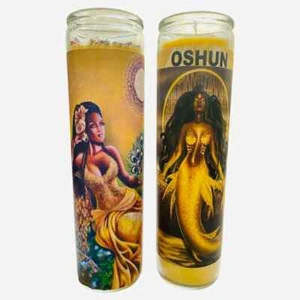 Set of 2 Oshun Dressed Candle, Ochun Veladora, Santeria, Orisha - Picture 1 of 1