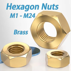 Brass M2 M3 M4 M5 M6 M8 M10 Hex Full Nuts Din 934 Hexagon Nuts - Picture 1 of 21