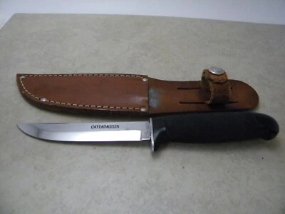 Cattaraugus - Funda de cuero marrón - Cuchillo de hoja fija Foto 1 de 4