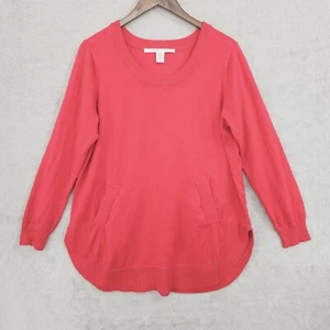 Max Studio Womens 1X Red Sweater With Pockets & Ribbed Hem 16PT - Picture 1 of 6