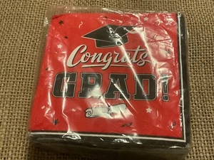 Graduation Party Napkins Red,Black,White, Class of 2024 Napkins Congrats Grad - Picture 1 of 4