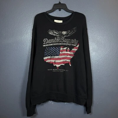 Denim & Supply Ralph Lauren XL Hombre’s Negro Sudadera Grande Bandera Americana Foto 1 de 4