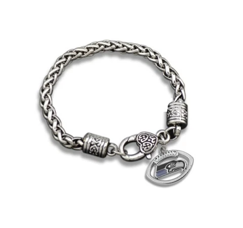 Seattle Seahawks Football Charm Dangle Women's Fashion Clasp Bracelet Cover