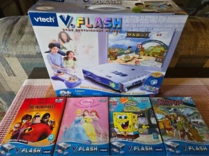 Vtech V.FLASH Edutainment System Gaming Console & 5 Games NEW, Sealed - Picture 1 of 19