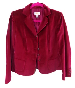 NWOT TALBOTS PETITES SZ.2P, RASPBERRY COTTON-SILK VELVET JACKET - Picture 1 of 8