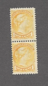 Canada Stamps #35 (Pair), One Cent Small Queen, Vertical Pair, MNH, Full Gum - Picture 1 of 2