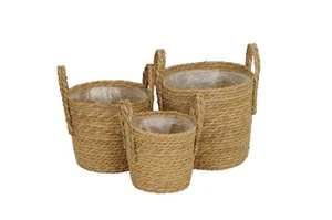 Blumentopf Übertopf Pflanztasche Deko Korb Pflanz Topf natur 3erSet Blumen - Bild 1 von 3