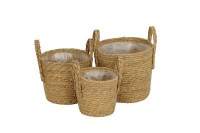 Blumentopf Übertopf Pflanztasche Deko Korb Pflanz Topf natur 3erSet Blumen  - Bild 1 von 3