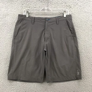 Eddie Bauer Flexion Chino Shorts Mens 32 (actual 33x9.5) Gray Mid Rise Zip Fly - Picture 1 of 21