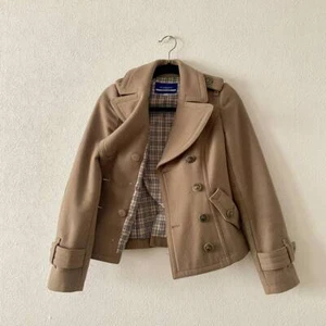 Burberry Blue Label Pcoat Beige Nova Check Wool Women's Size 36 Used - Picture 1 of 7