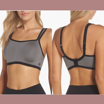 Sujetador deportivo convertible Yogi Natori [32H] gris negro #T1605 nuevo con etiquetas $72 Foto 1 de 4