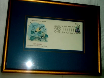 1982 "OFFICIAL FIRST DAY ISSUE" New Jersey American Gold Finch & Violet FRAMED - Image 1 of 4