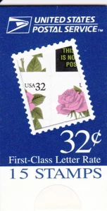 U.S. MAKESHIFT BKLT OF 15 STAMPS SCOTT#BK178A 1995 32ct PINK ROSE MINT No. 3609X - Picture 1 of 2