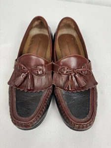 Johnston And Murphy Tassel Loafers Mens Dress Shoes Sz 11 Black & Brown Moc Toes - Picture 1 of 15