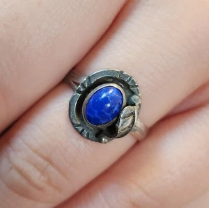 Vintage 925 Sterling Silver Lapiz Lazuli Ring Size 8.5 - Picture 1 of 7
