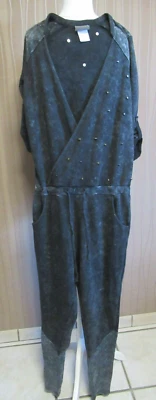 23/1 NÜ Damen Sweat Jumpsuit Overall Gr. S schwarz meliert 3/4 Arm Einteiler - Bild 1 von 4