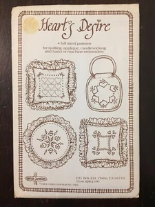 Vintage 80s 4 Hearts Desire Patterns Applique Candlewicking Quilting Embroidery - Picture 1 of 7