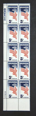US Stamps 1964 Mint Strip 5 cent  "Register and Vote" Aug 1st MNH SC# 1249 - Image 1 of 4