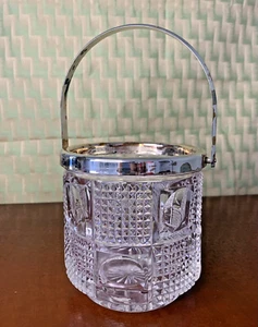 Cut Glass Ice Bucket F B Rogers Silver Co Silver Handle/Trim Germany 5" Tall - Picture 1 of 4