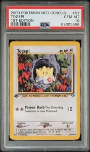 PSA 10 Togepi 1st Edition Neo Genesis POP 78 Pokemon 2000 Mint Rare - Picture 1 of 2