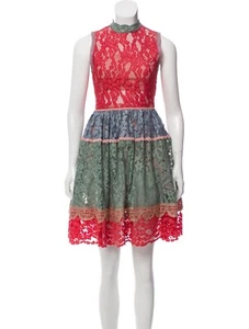 Vestido de cóctel Alexis Vedette de encaje multicolor rojo verde sin mangas XS - Imagen 1 de 11
