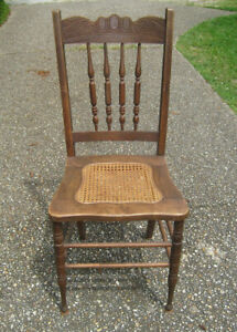 Old Chair Web Wicker Seat Brown Wood Height 38 inches Seat 15 x 16" St Hght 18.5