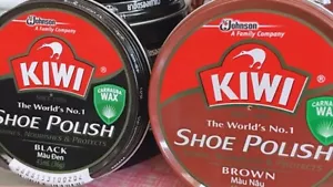 KIWI Shoe Polish Paste Rich Glossy Shine Wax Tin Protect Leather Black / Brown - Picture 1 of 6