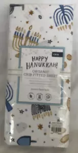 Hoja de cuna orgánica Pottery Barn Kids Hanukkah nueva con etiquetas nla - Imagen 1 de 2