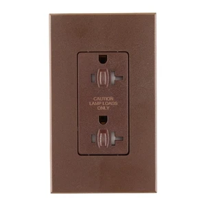 LUTRON NTR-20-DDTR-BR NOVA-T DUAL DIMMING TR DUPLEX RECEPTACLE, 20A, 125V, BROWN - Picture 1 of 3