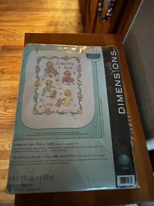 Dimensions Someone New Baby Quilt Stamped Cross Stitch Kit - Picture 1 of 1