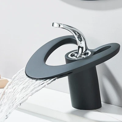 Waschtischarmatur Badarmatur Wasserfall Wasserhahn Bad Waschbecken Mischbatterie - Bild 1 von 4