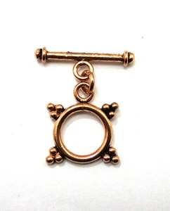 3 SET 20X24MM SOLID COPPER BALI TOGGLE CLASP ANTIQUE COPPER 563 ATL-87 - Picture 1 of 3