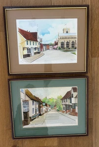 2 x Dominique Audurier Watercolour & Pencil Art Pieces Bury St Edmunds & Kersey - Picture 1 of 10