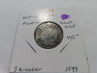 E107 Austria Ferdinand I 1549 3 Kreuzer - Imagem 1 de 2