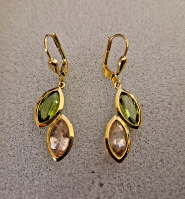 Ohrhänger Ohrringe Gold 375  Turmalin  ungetragen Sogni d`Oro - Bild 1 von 4