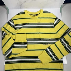 The Hundreds Magnolia Yellow Green Striped Long Sleeve Tee Size Large Men's - Picture 1 of 5